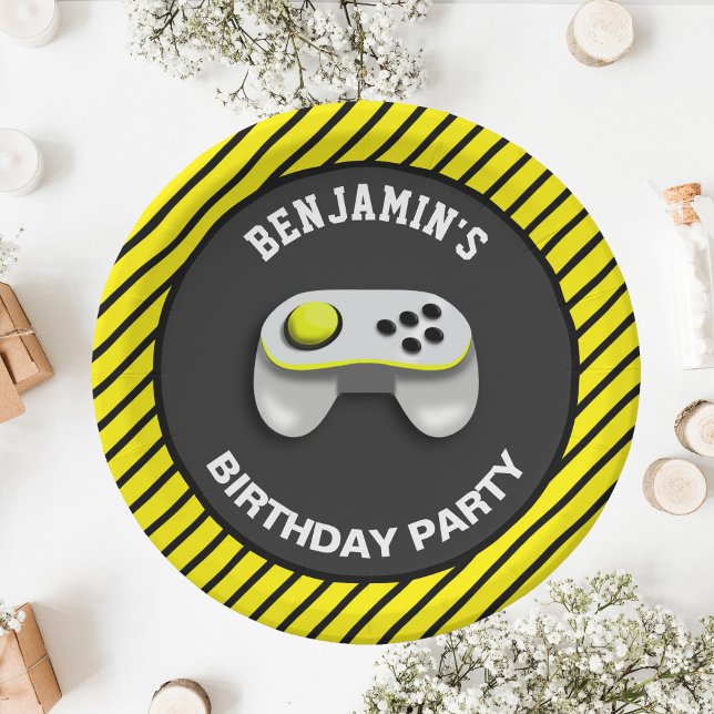 Modern Video Game Birthday Party Paper Plate (Creator Uploaded)