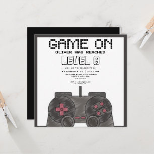 Modern video games birthday invitation