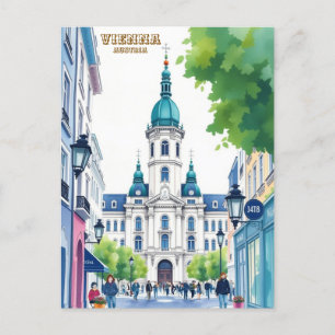 Modern Vienna Austria Watercolor Painting Postcard