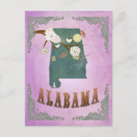 Modern Vintage Alabama State Map- Grape Purple