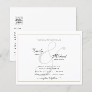 Modern Vintage Ampersand Typography Wedding QR cd