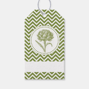Modern Vintage artichoke and chevron art Gift Tags