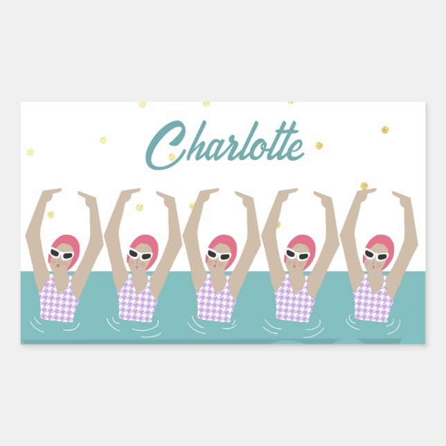 Modern Vintage Artistic Swimmers Synchro Swimming  Sticker (Front)