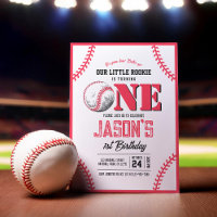 Modern Vintage Baseball Red Stitches 1st Birthday