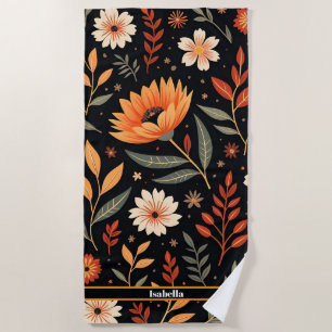 Modern Vintage Beautiful Floral Collection Beach Towel