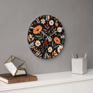 Modern Vintage Beautiful Floral Collection Large Clock