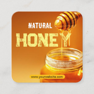 Modern Vintage Bee Honey Label Hand Bottled Square Business Card