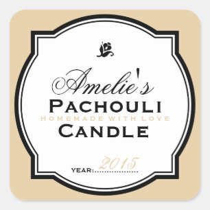 MODERN VINTAGE BEIGE   PERSONALIZED SOAP CANDLE SQUARE STICKER