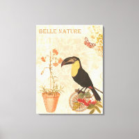 Modern Vintage Bird Pink Flower Butterfly