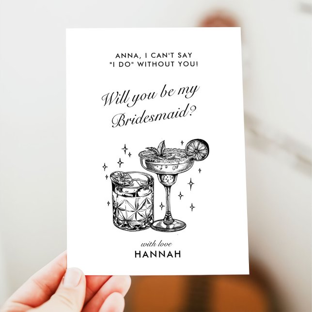 Modern Vintage Black Bridesmaid Proposal Card (Creator Uploaded)