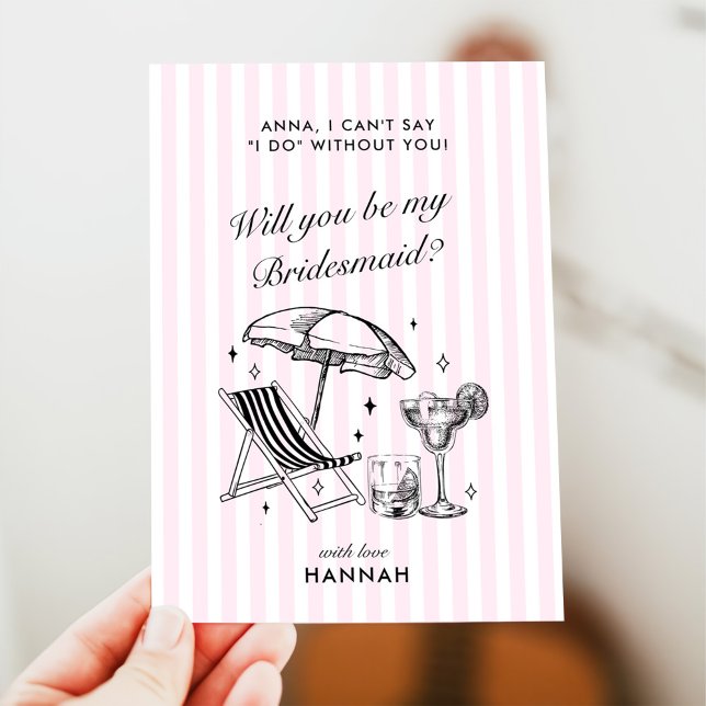 Modern Vintage Black Bridesmaid Proposal Card (Creator Uploaded)