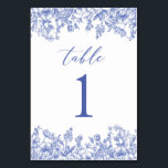 Modern Vintage Blue Floral Table Number Card<br><div class="desc">Modern Vintage Blue Floral Table Number Card</div>