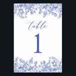 Modern Vintage Blue Floral Table Number Card<br><div class="desc">Modern Vintage Blue Floral Table Number Card</div>