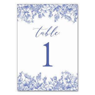 Modern Vintage Blue Floral Table Number Card