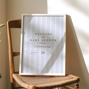 Modern Vintage Blue Pinstripe Welcome Sign