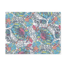 Modern Vintage Blue Yellow Watercolor Floral