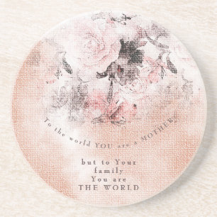 Modern-Vintage Blush Floral Mother's Day Coaster