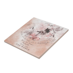 Modern-Vintage Blush Floral Mother's Day Tile