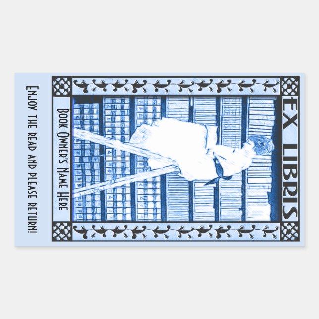 Modern Vintage Bookplate v2 Personalized Sticker (Front)