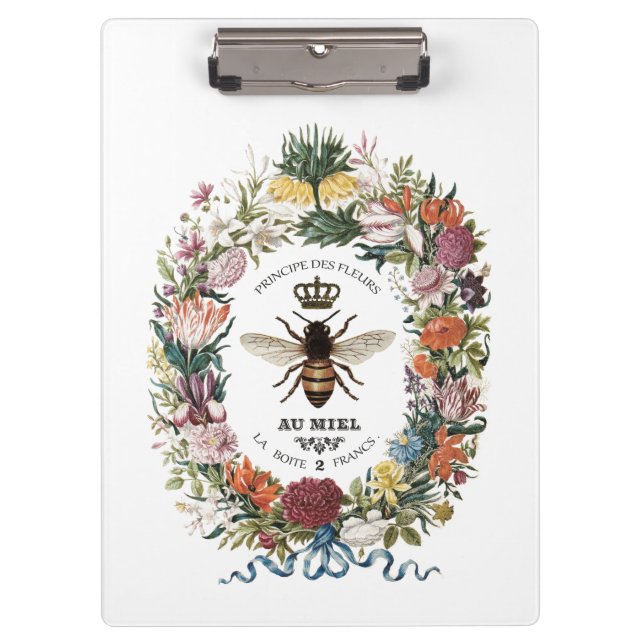 MODERN VINTAGE BOTANICAL QUEEN BEE CLIPBOARD (Front)