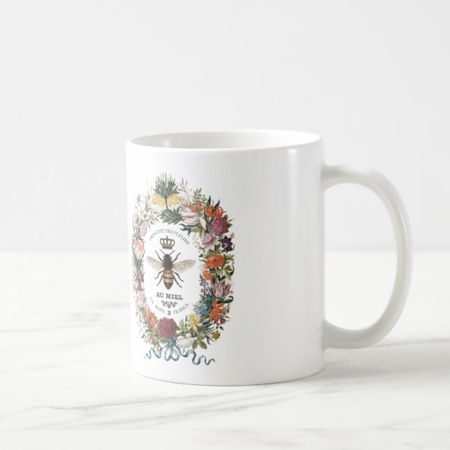 MODERN VINTAGE BOTANICAL QUEEN BEE COFFEE MUG (Right)