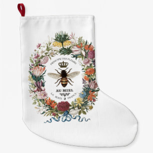 MODERN VINTAGE BOTANICAL QUEEN BEE LARGE CHRISTMAS STOCKING