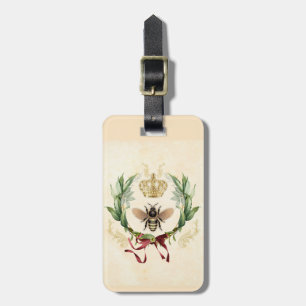 Modern Vintage Botanical Queen Bee Luggage Tag