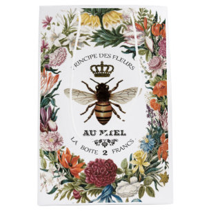 MODERN VINTAGE BOTANICAL QUEEN BEE MEDIUM GIFT BAG