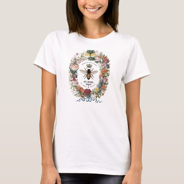 MODERN VINTAGE BOTANICAL QUEEN BEE T-Shirt (Front)