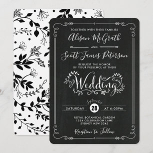 Modern Vintage Botanical Wedding Retro Invite