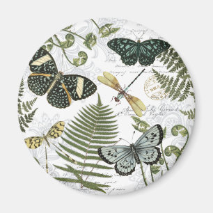 modern vintage butterflies and dragonflies magnet