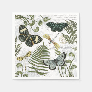 modern vintage butterflies and dragonflies napkin