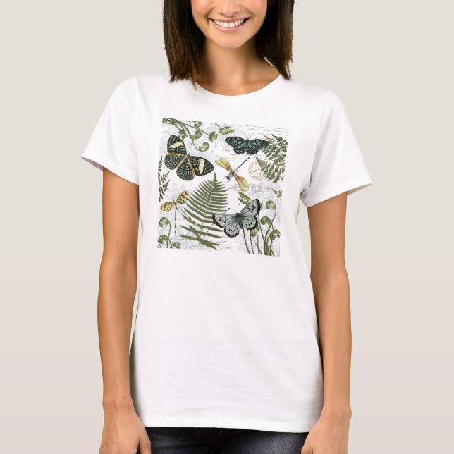 modern vintage butterflies and dragonflies T-Shirt (Front)