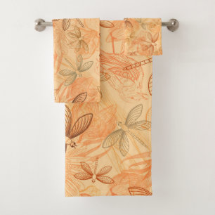 modern vintage butterflies bath towel set