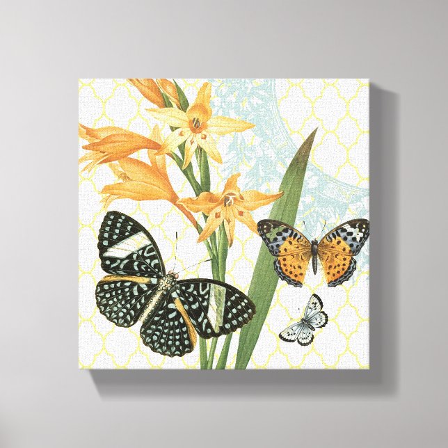 Modern Vintage butterflies stretched canvas (Front)