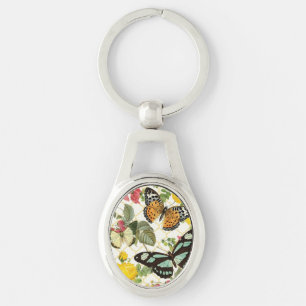 modern vintage butterfly garden keychain