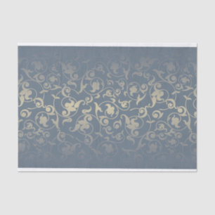 Modern Vintage cadet blue gold floral pattern Tissue Paper