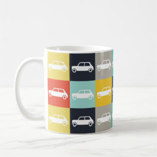 Modern Vintage Checkerboard Mini Cooper Coffee Mug
