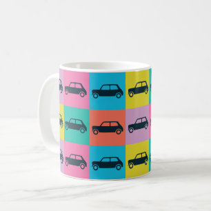 Modern Vintage Checkerboard Mini Cooper Coffee Mug
