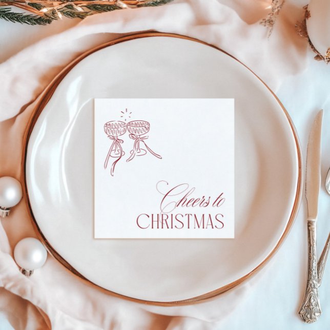Modern Vintage "Cheers to Christmas" Holiday Party Napkin (Modern Vintage "Cheers to Christmas" Holiday Party Napkins)
