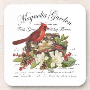 Modern Vintage Christmas Cardinal Coaster