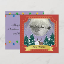 Modern Vintage Christmas Night with Santa Reindeer