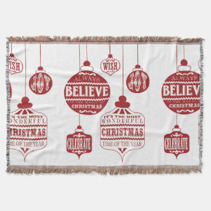 modern vintage Christmas ornaments Throw Blanket