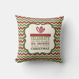 modern vintage Christmas present word pillow
