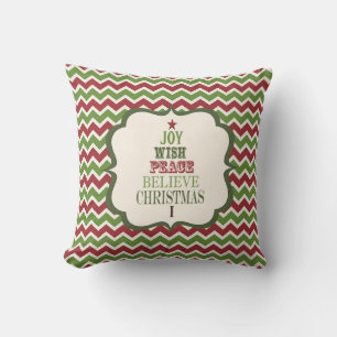 modern vintage Christmas tree word pillow