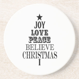 modern vintage christmas word tree coaster