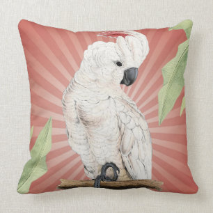 modern vintage cockatoo throw pillow