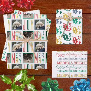 Modern Vintage Colors Multi Photo Assortment Wrapping Paper Sheet