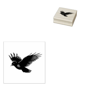 Modern vintage Crow  Rubber Stamp