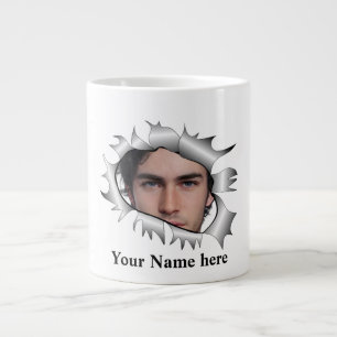 Modern Vintage Custom photo in a hole Large Coffee Mug